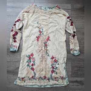 Ethnic By Outfitters Lightweight Floral Tunic Dress 100% Cotton Boho
